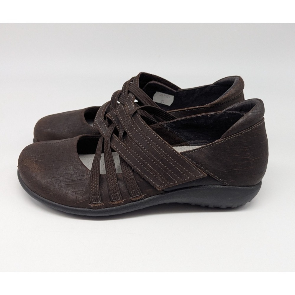 Naot Kawaka Mary Jane Shoes Sz 37 US 6 Brown Leather Comfort Preppy Academia - Picture 5 of 9